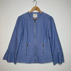 Sail to Sable STS Blue Tweed Zip-Up Blazer Size Small
